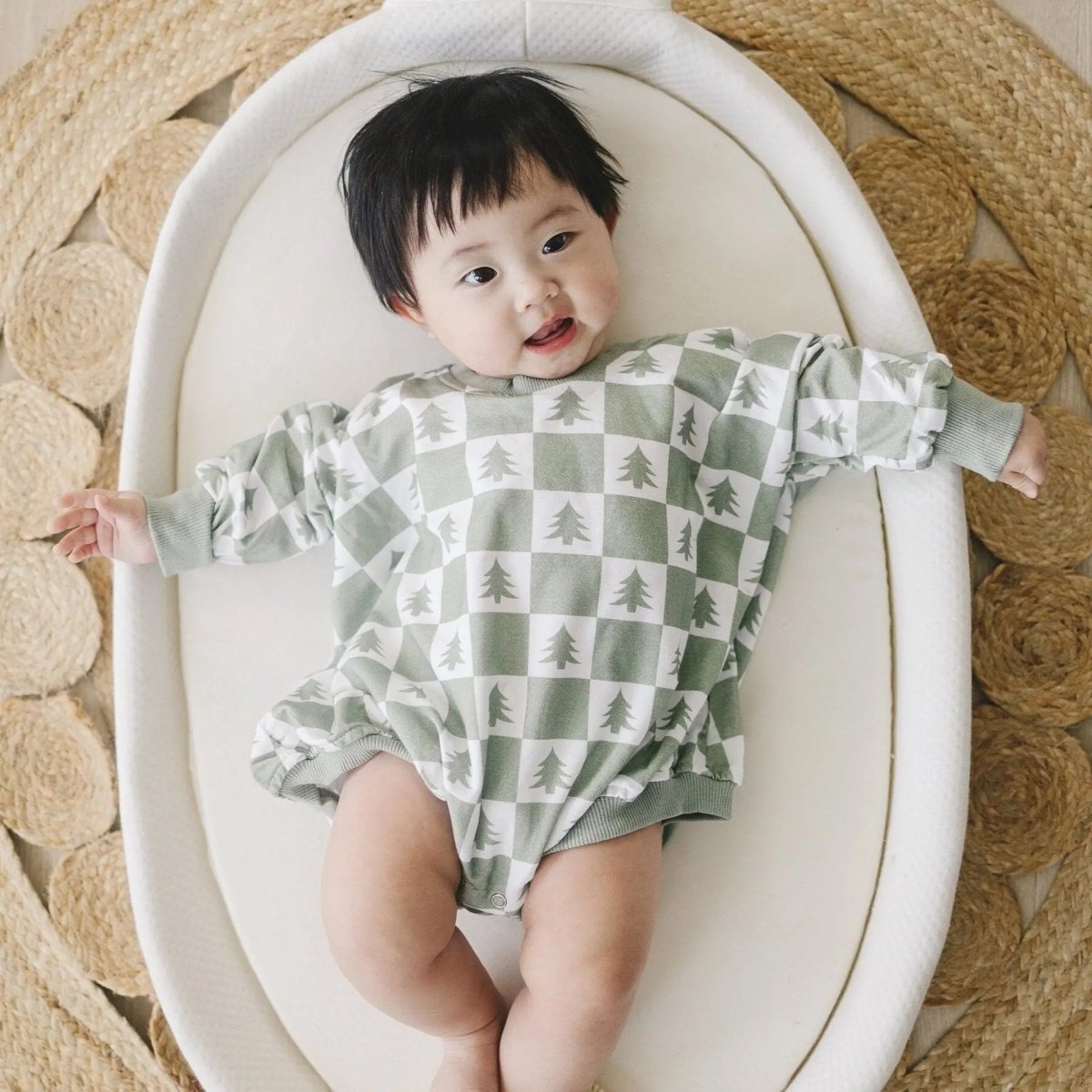Little Joy Co. Checkered Christmas Tree Bamboo Bubble Romper - Everetts Place Boutique - 