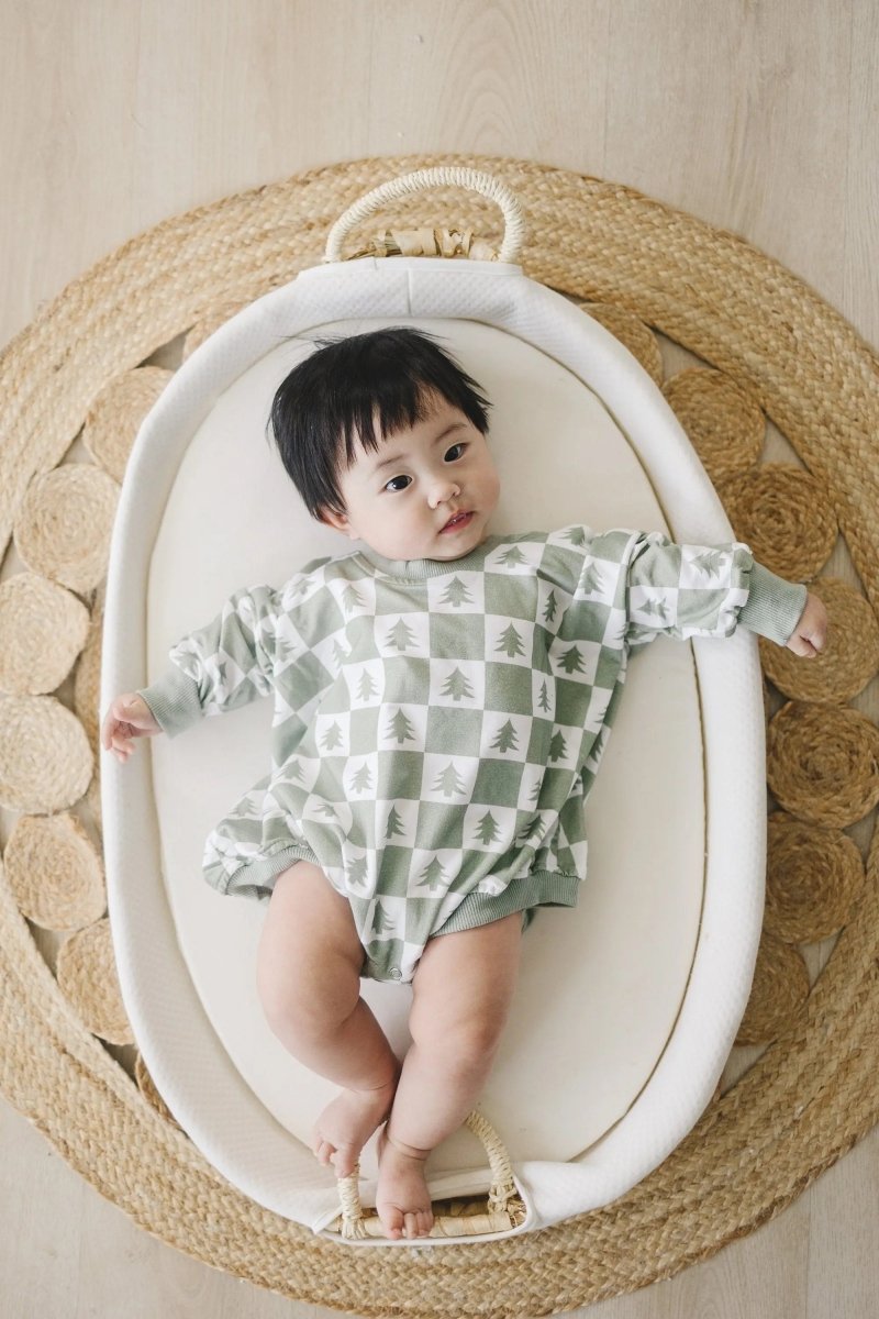 Little Joy Co. Checkered Christmas Tree Bamboo Bubble Romper - Everetts Place Boutique - 