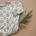 Little Joy Co. Checkered Christmas Tree Bamboo Bubble Romper - Everetts Place Boutique - 