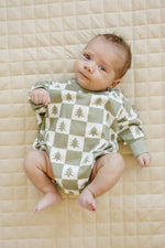Little Joy Co. Checkered Christmas Tree Sweatshirt Romper - Everetts Place Boutique - 