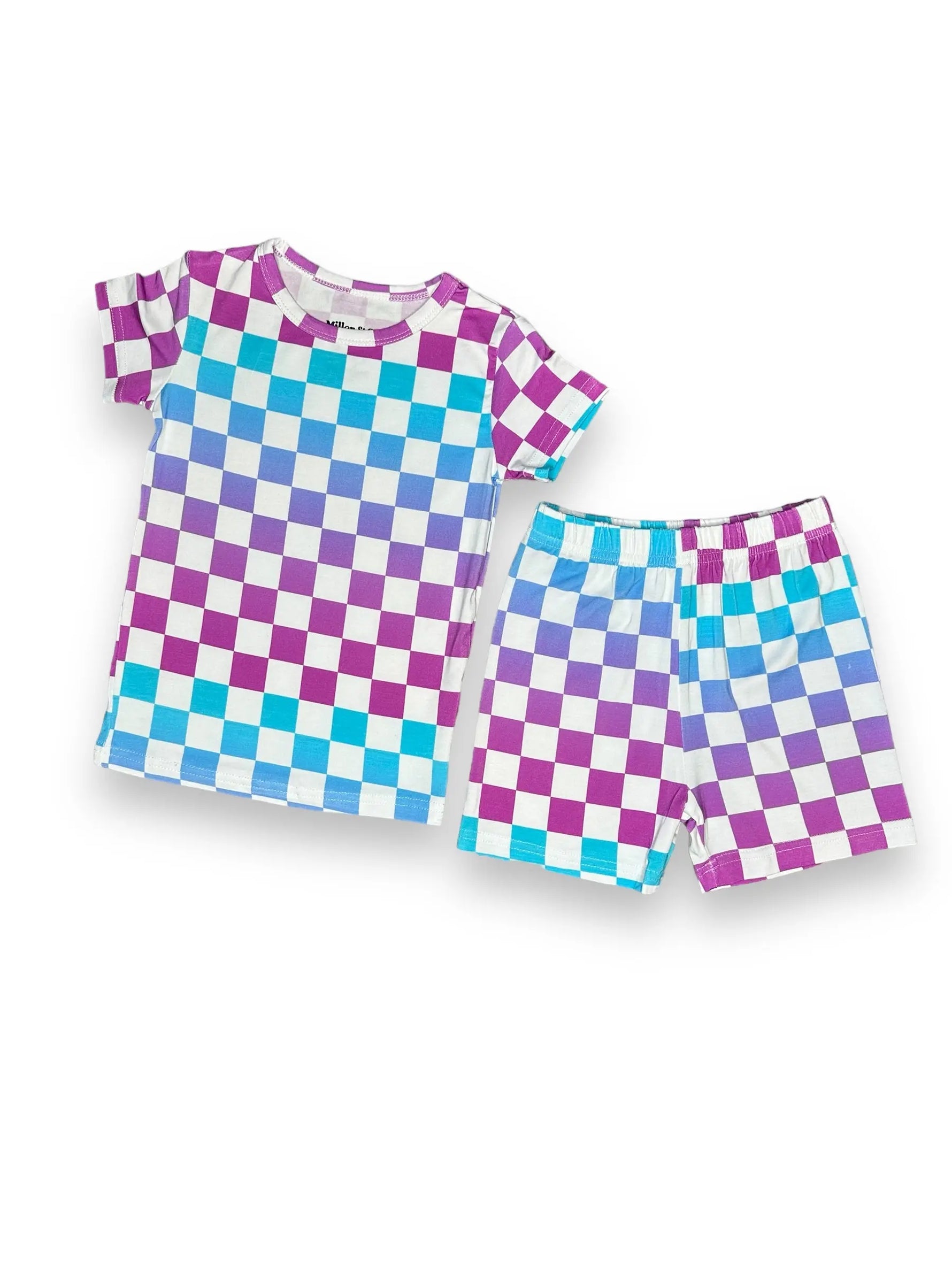 Checkered Little Lady Musician, Bamboo Two Piece Short Sleeve & Shorts Pajama Set Miller & Co. Everetts Place Boutique 30.00