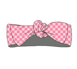 Checkered Pink Firefighter, Headband Bow Miller & Co. Everetts Place Boutique