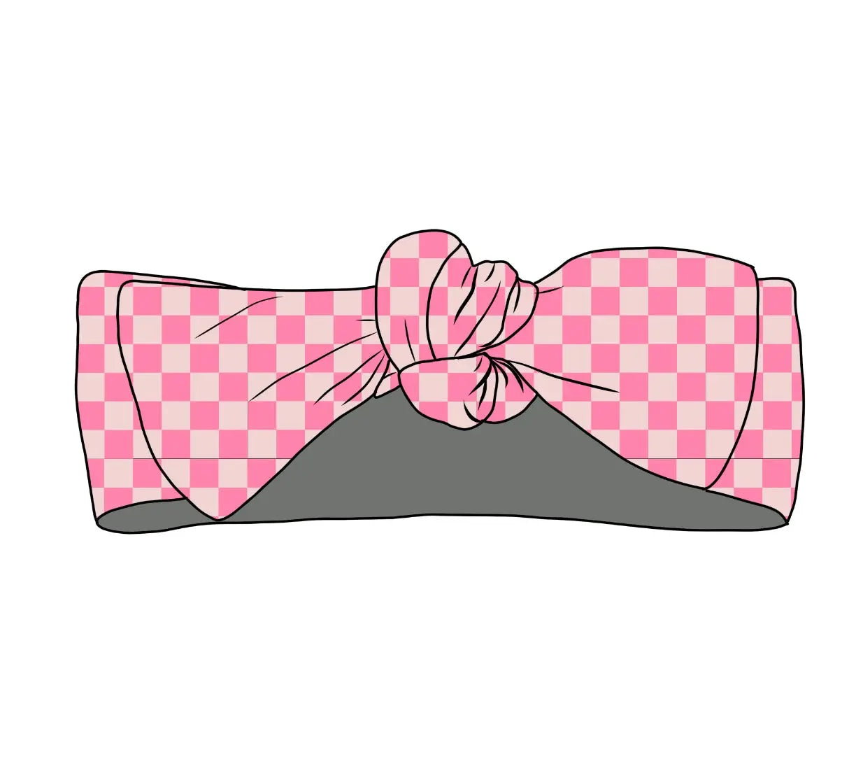 Checkered Pink Firefighter, Headband Bow Miller & Co. Everetts Place Boutique