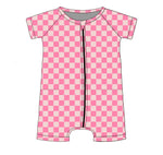 Checkered Pink Firefighter, Romper Miller & Co. Everetts Place Boutique