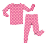 Checkered Pink Sheriff, Bamboo Two Piece Pajama Set Miller & Co. Everetts Place Boutique