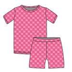Checkered Pink Sheriff, Bamboo Two Piece Short Sleeve & Shorts Pajama Set Miller & Co. Everetts Place Boutique