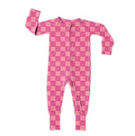 Checkered Pink Sheriff, Bamboo Zipper Footie Miller & Co. Everetts Place Boutique