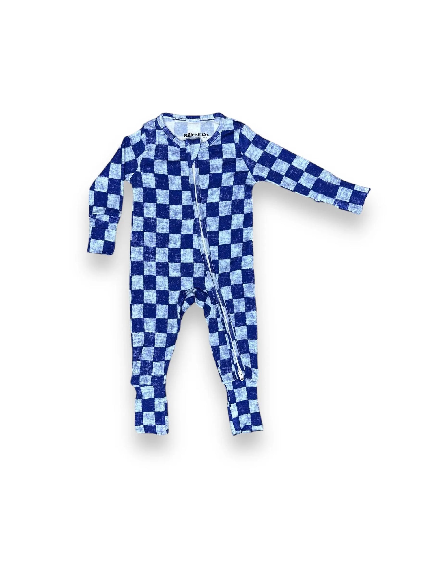 Checkered Police Patrol, Bamboo Zipper Footie Miller & Co. Everetts Place Boutique