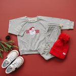 Little Joy Co. Checkered Santa Christmas Bamboo Crewneck & Jogger Set - Everetts Place Boutique - 