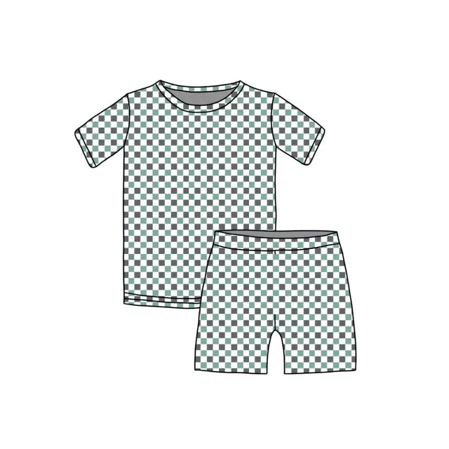 Checkered Trash Truck, Bamboo Two Piece Short Sleeve & Shorts Pajama Set Miller & Co. Everetts Place Boutique