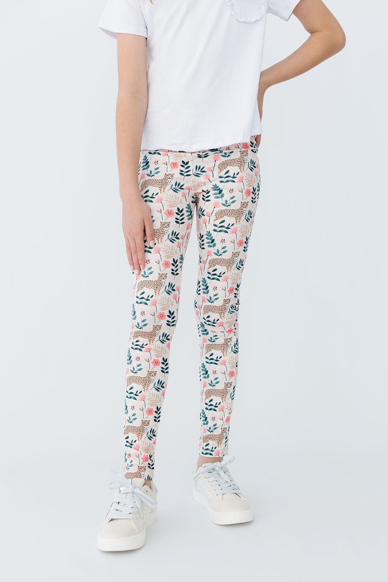 Mila & Rose Cheetah Girl organic baby leggings.