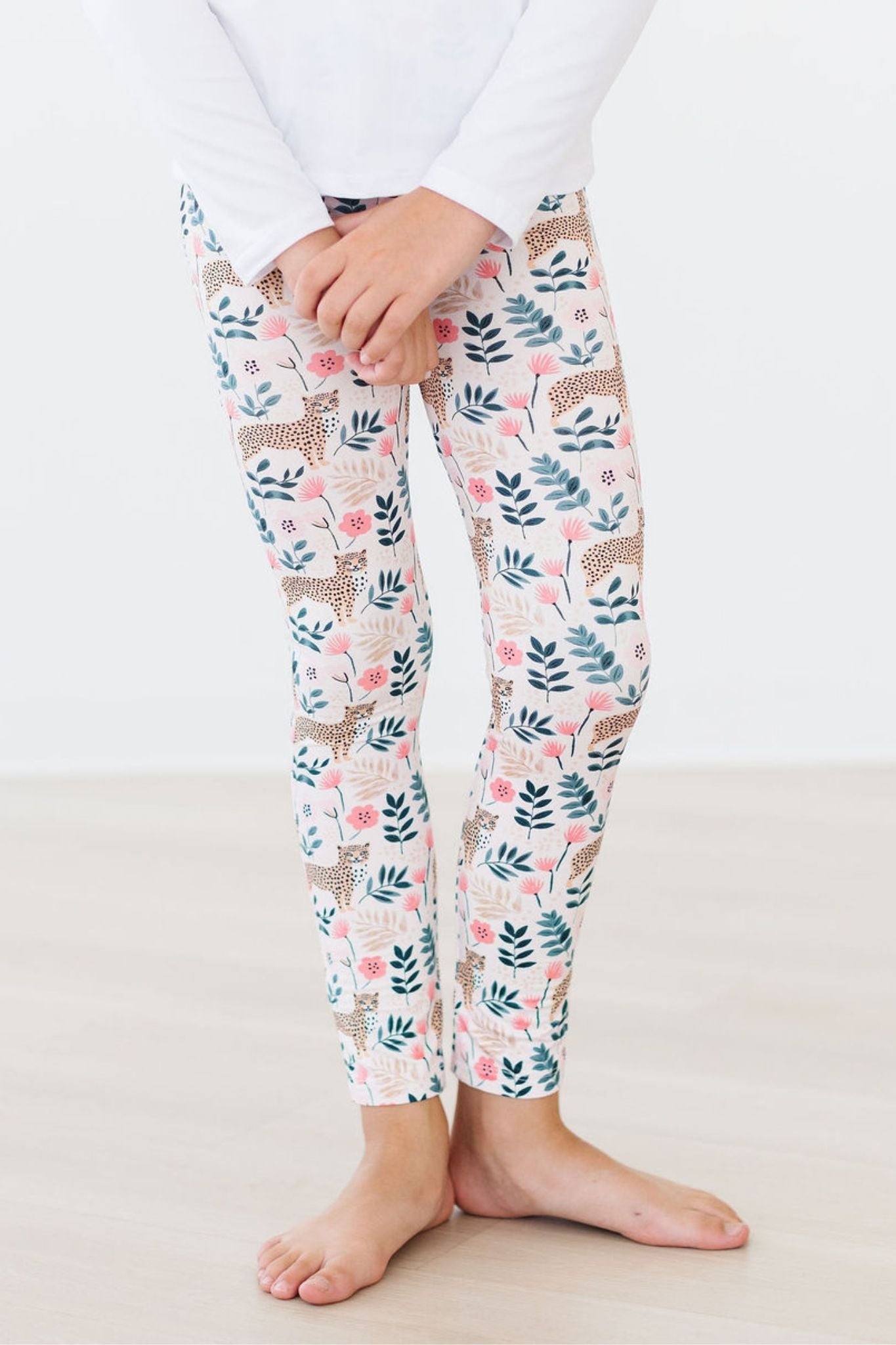 Mila & Rose organic baby girl cheetah print leggings