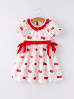 Rylee Faith Designs Cherry Bow Girls Dress with Vibrant Cherry Print and Adorable Bow Detail - Apparel & Accessories > Clothing > Baby & Toddler Clothing > Baby & Toddler Dresses Dress
