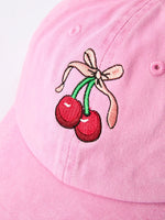 Rylee Faith Designs Cherry Girls Hat with Vibrant Cherry Prints for Stylish Sun Protection - Apparel & Accessories > Clothing Accessories > Baby & Toddler Clothing Accessories > Baby & Toddler Hats Accessories