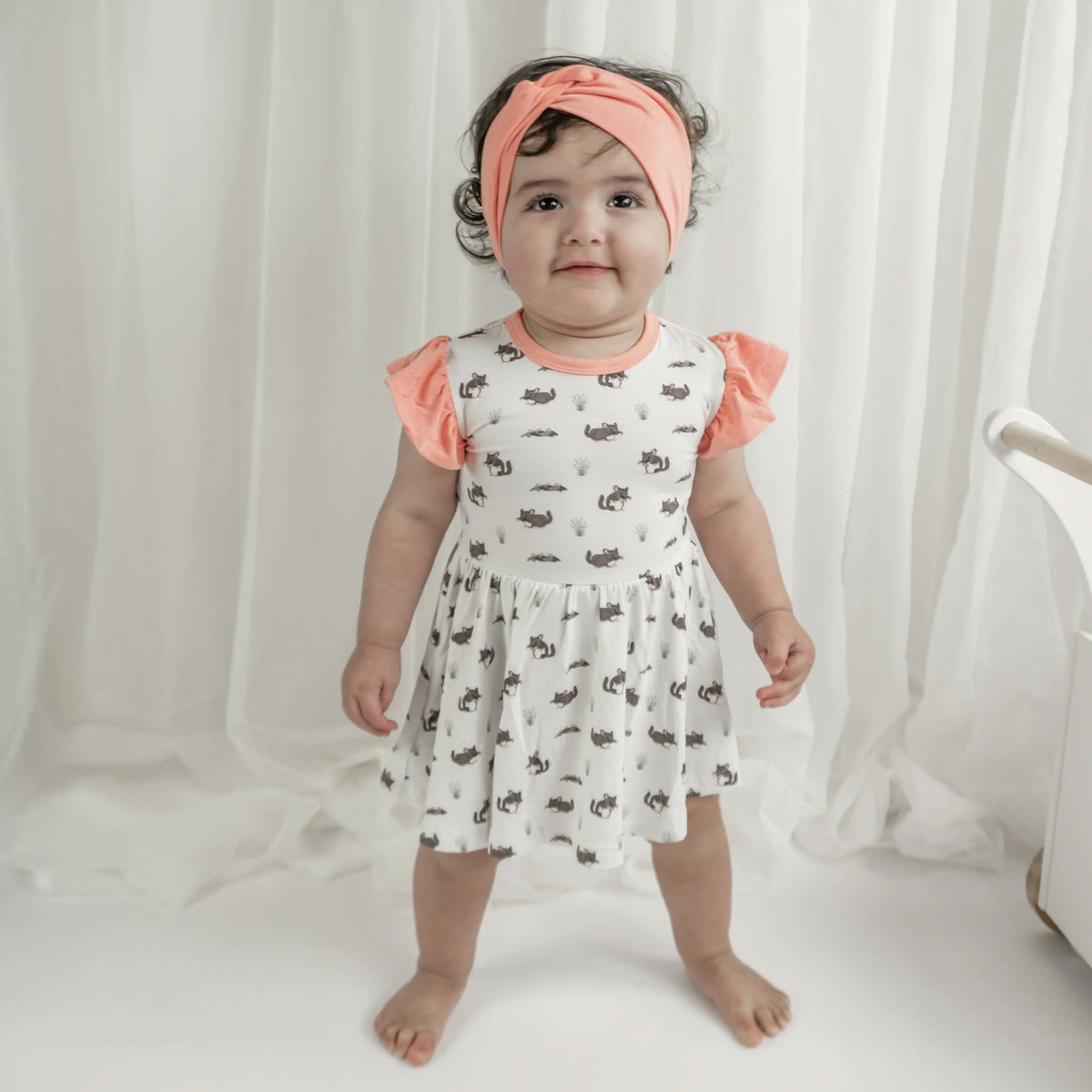 Chinchilla | Flutter Bodysuit Dress - Baby & Toddler Clothing, Sleeve, Dress, Pink, Textile | Everetts Place