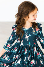 Christmas Ballet Three Quarter Sleeve Ruffle Twirl Dress Mila & Rose ® Everetts Place: Online Boutique