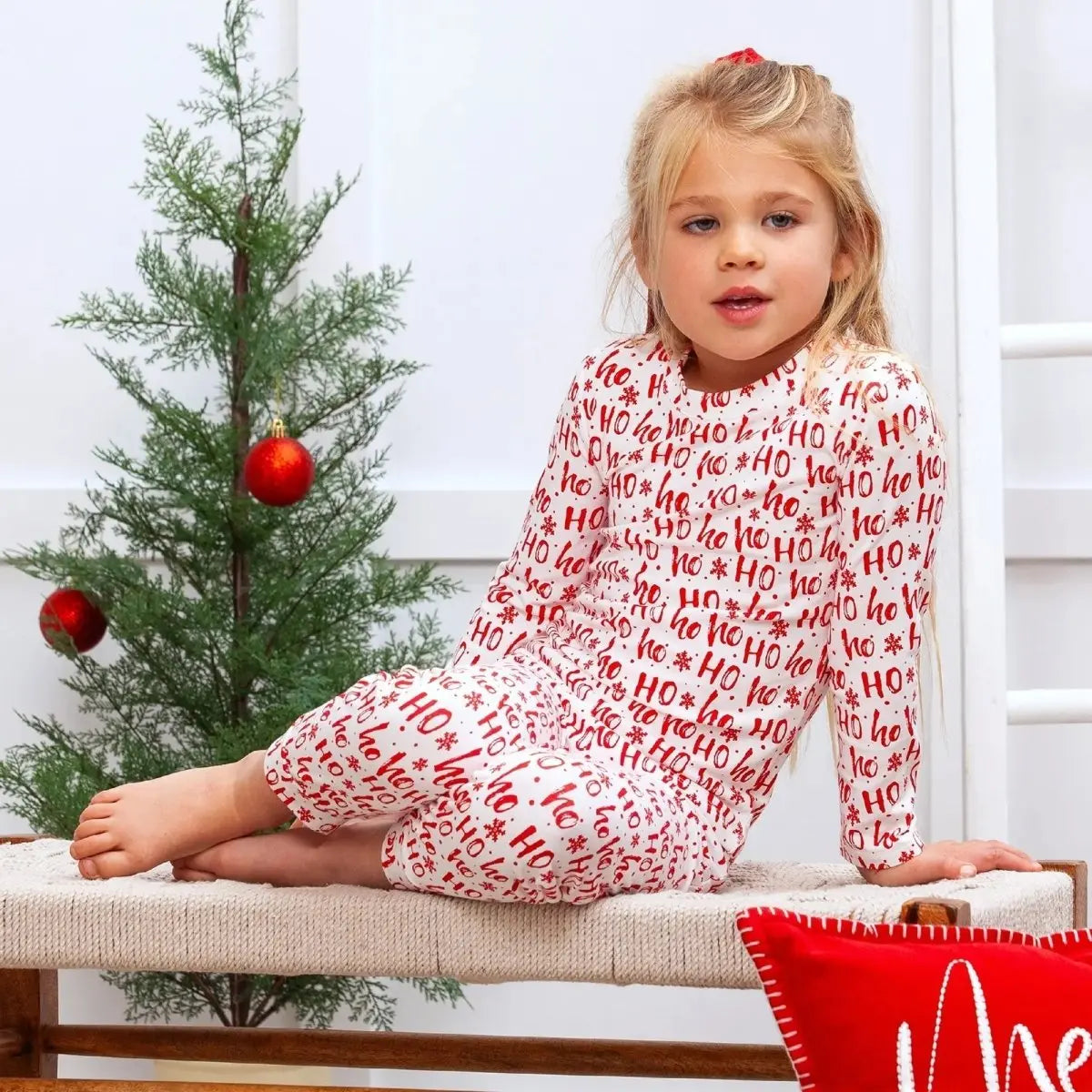 Tesa Babe Christmas Bamboo Kids Pajama Set Ho Ho Ho Eco Friendly - Everetts Place Boutique - 