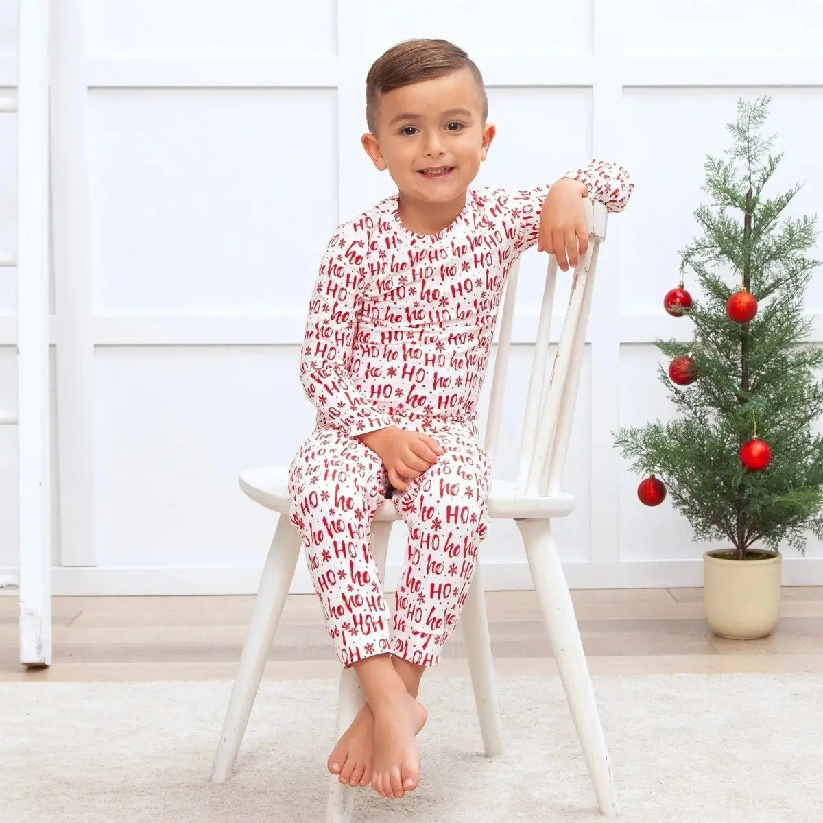 Tesa Babe Christmas Bamboo Kids Pajama Set Ho Ho Ho Eco Friendly - Everetts Place Boutique - 