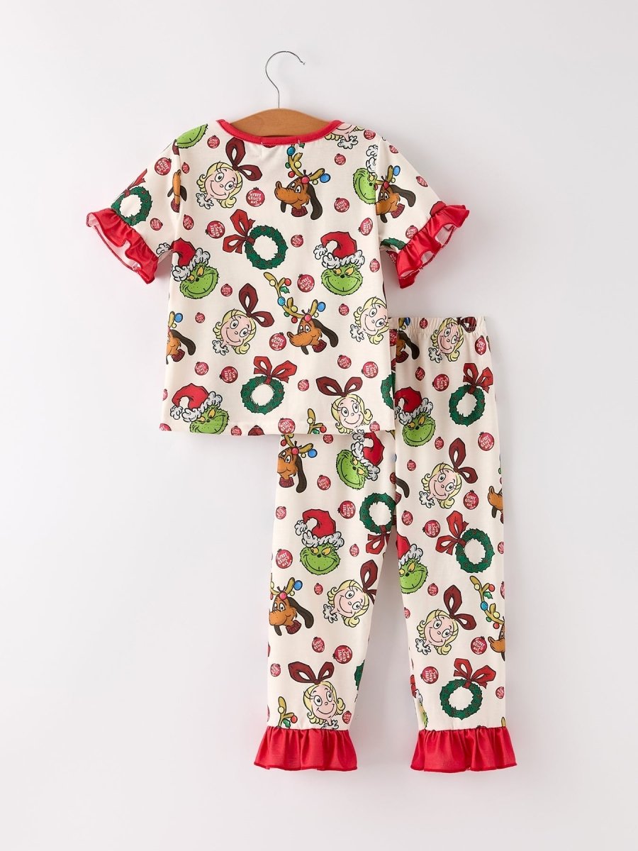 Rylee Faith Designs Christmas Character Pattern Pajama Set for Girls Winter - Everetts Place Boutique - 
