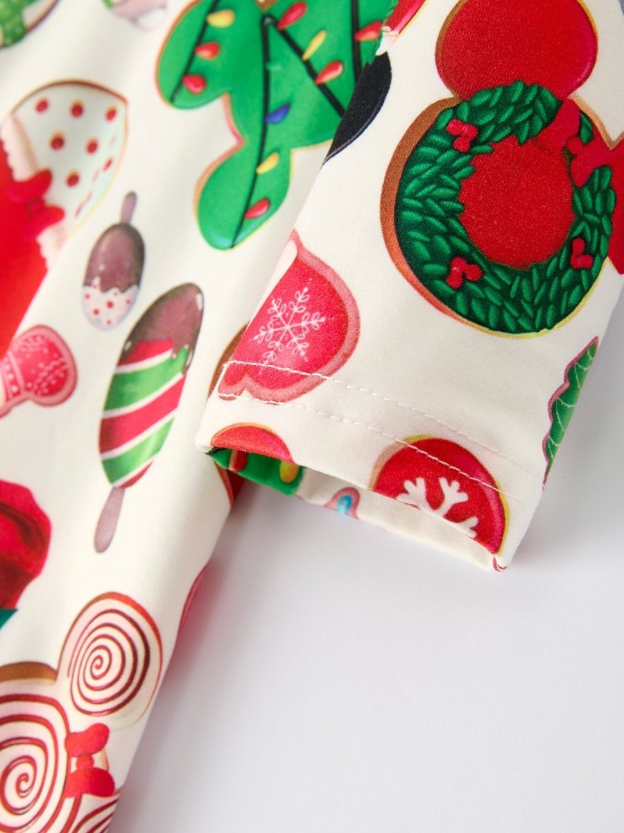 Christmas Cookie Print Cute Long Sleeve Dress for Girls - Everetts Place Boutique - 