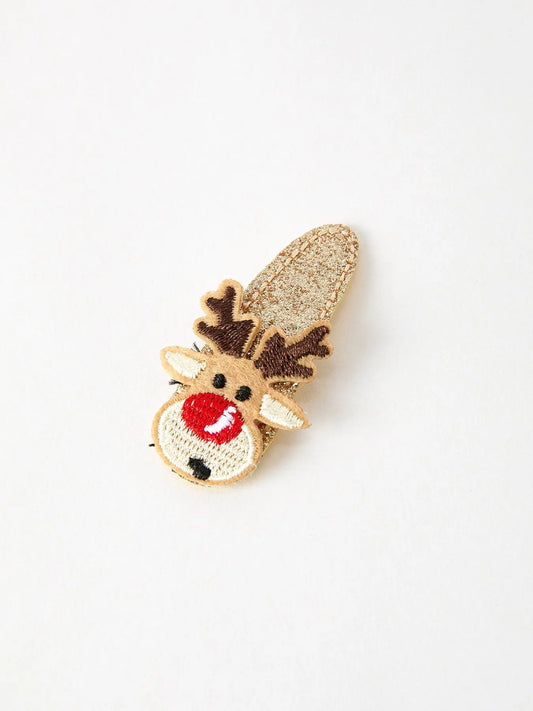 Christmas Elk Girls Hair Clip Holiday Accessory for Kids Rylee Faith Designs Everetts Place: Online Boutique