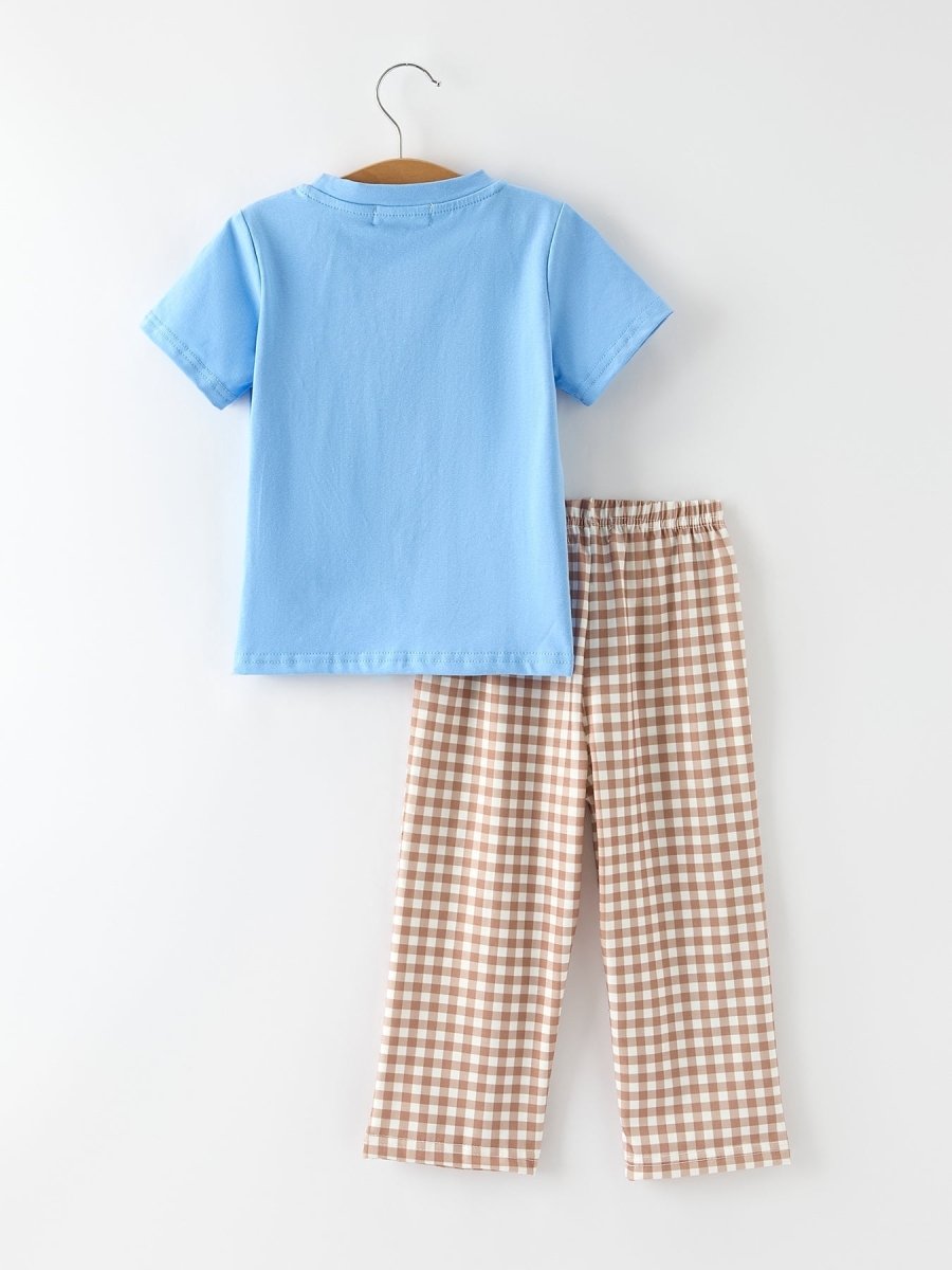 Rylee Faith Designs Christmas Embroidered Gingerbread Plaid Boys Holiday Set - Everetts Place Boutique - 