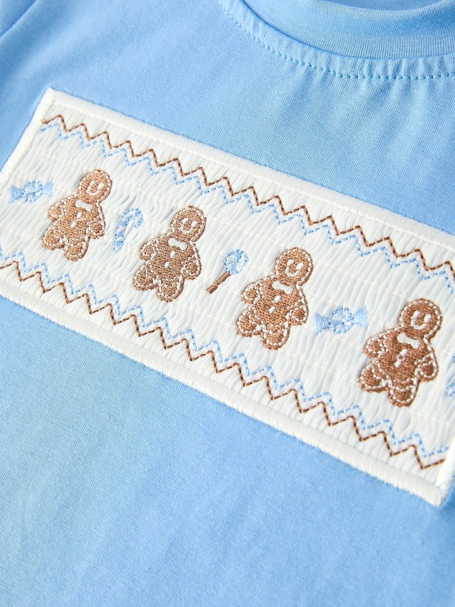 Rylee Faith Designs Christmas Embroidered Gingerbread Plaid Boys Holiday Set - Everetts Place Boutique - 