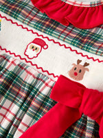 Rylee Faith Designs Christmas Embroidery Smocking Bow Plaid Girls Dress - Apparel & Accessories > Clothing > Baby & Toddler Clothing > Baby & Toddler Dresses Dress