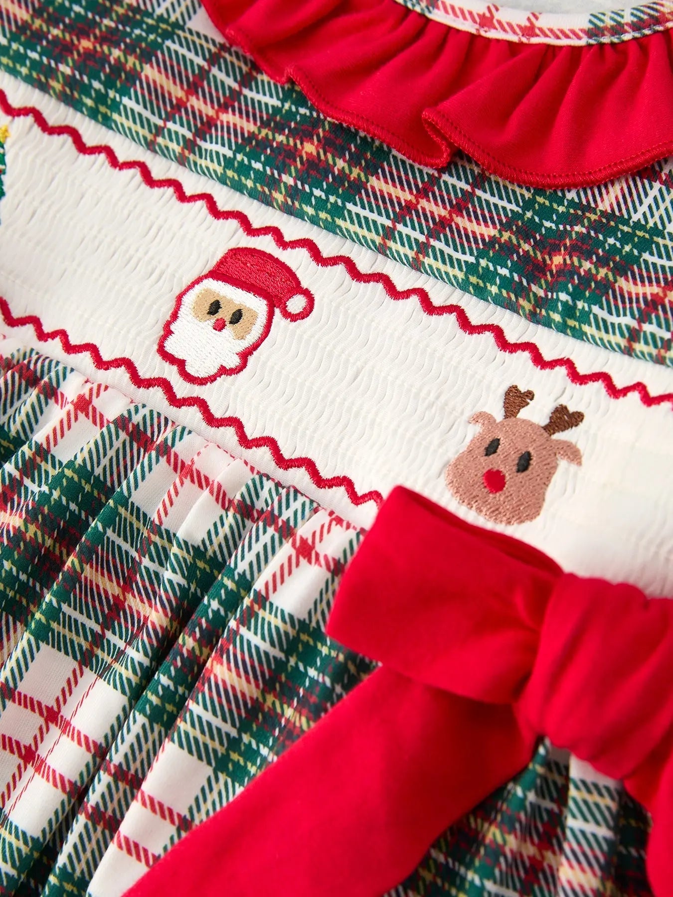 Christmas Embroidery Smocking Bow Plaid Girls Dress Rylee Faith Designs Everetts Place: Online Boutique