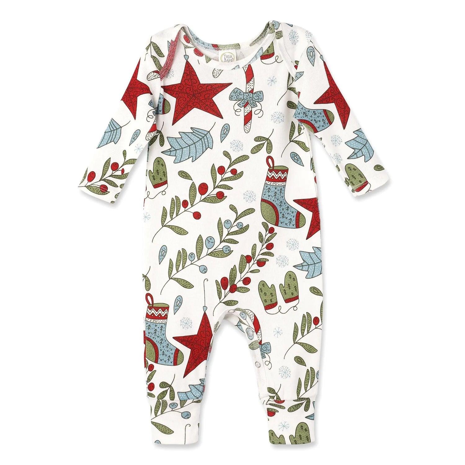 Christmas Fancy Bamboo Cotton Blend Baby Romper With Festive Holiday Motifs Tesa Babe 
