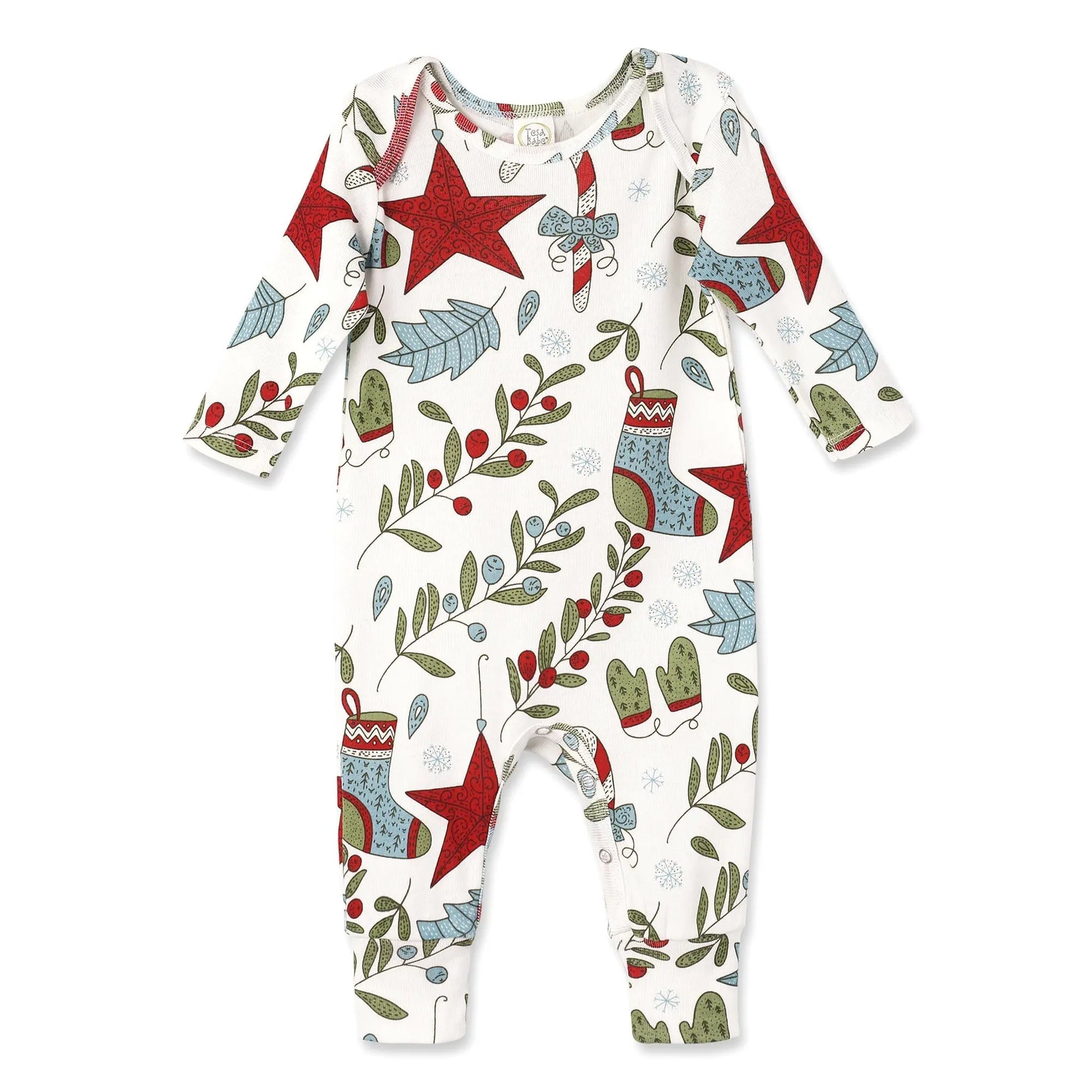 Christmas Fancy Bamboo Cotton Blend Baby Romper With Festive Holiday Motifs Tesa Babe 