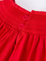 Rylee Faith Designs Christmas Gingerbread Embroidery Red Girls Dress With Bow - Everetts Place Boutique - 