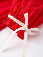 Rylee Faith Designs Christmas Gingerbread Embroidery Red Girls Dress With Bow - Everetts Place Boutique - 