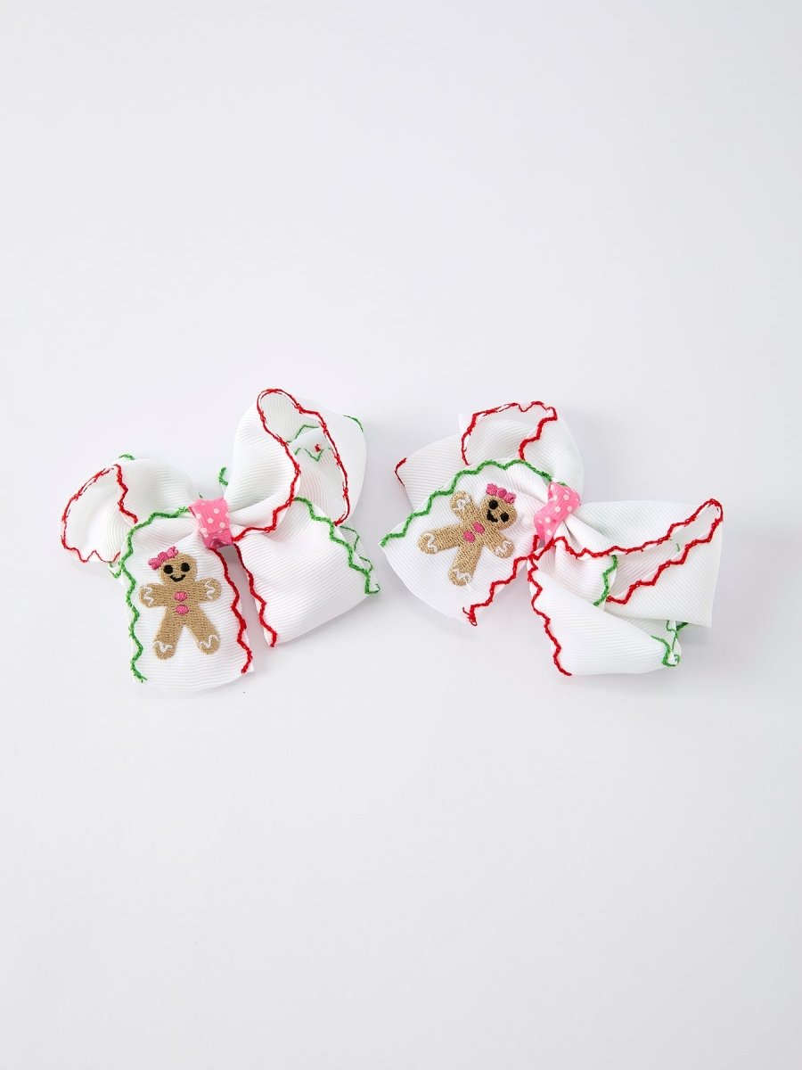 Rylee Faith Designs Christmas Gingerbread Hair Bows Two Pack Sweet Holiday Style - Everetts Place Boutique - 
