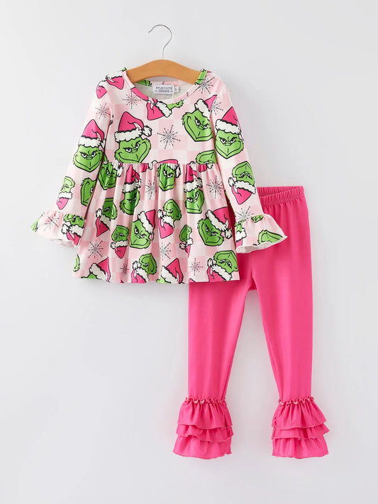 Christmas Girls Cartoon Print Outfit Set Rylee Faith Designs Everetts Place: Online Boutique