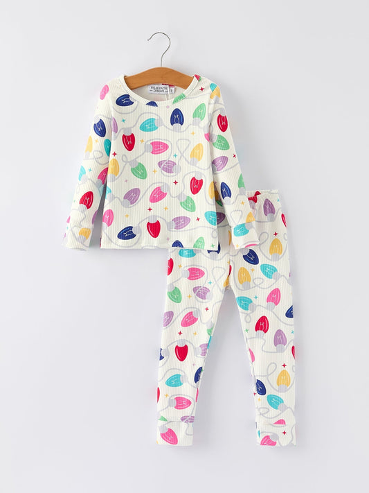 Christmas Girls  Colorful Light Bulb Baby Pajama Set: Fun and Cozy Rylee Faith Designs Everetts Place: Online Boutique