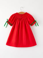 Christmas Girls Dress With Green Christmas Tree Embroidery - Everetts Place Boutique - 