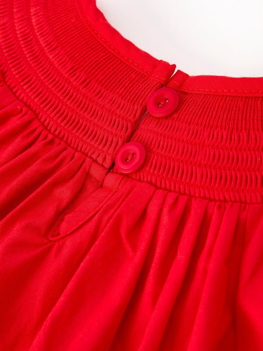 Christmas Girls Dress With Green Christmas Tree Embroidery - Everetts Place Boutique - 
