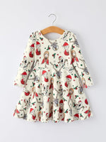 Christmas Girls Longsleeve Dress With Character Reindeer - Everetts Place Boutique - 