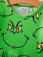 Christmas Green Cartoon Characters Print Girls Dress - Everetts Place Boutique - 