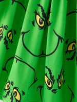 Christmas Green Cartoon Characters Print Girls Dress - Everetts Place Boutique - 