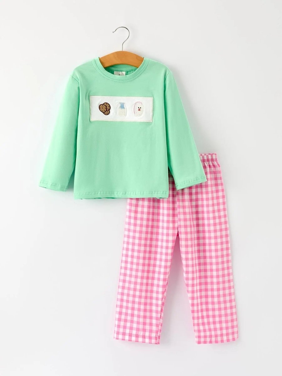 Christmas Green Santa Applique Plaid Boys Set Rylee Faith Designs Everetts Place Boutique