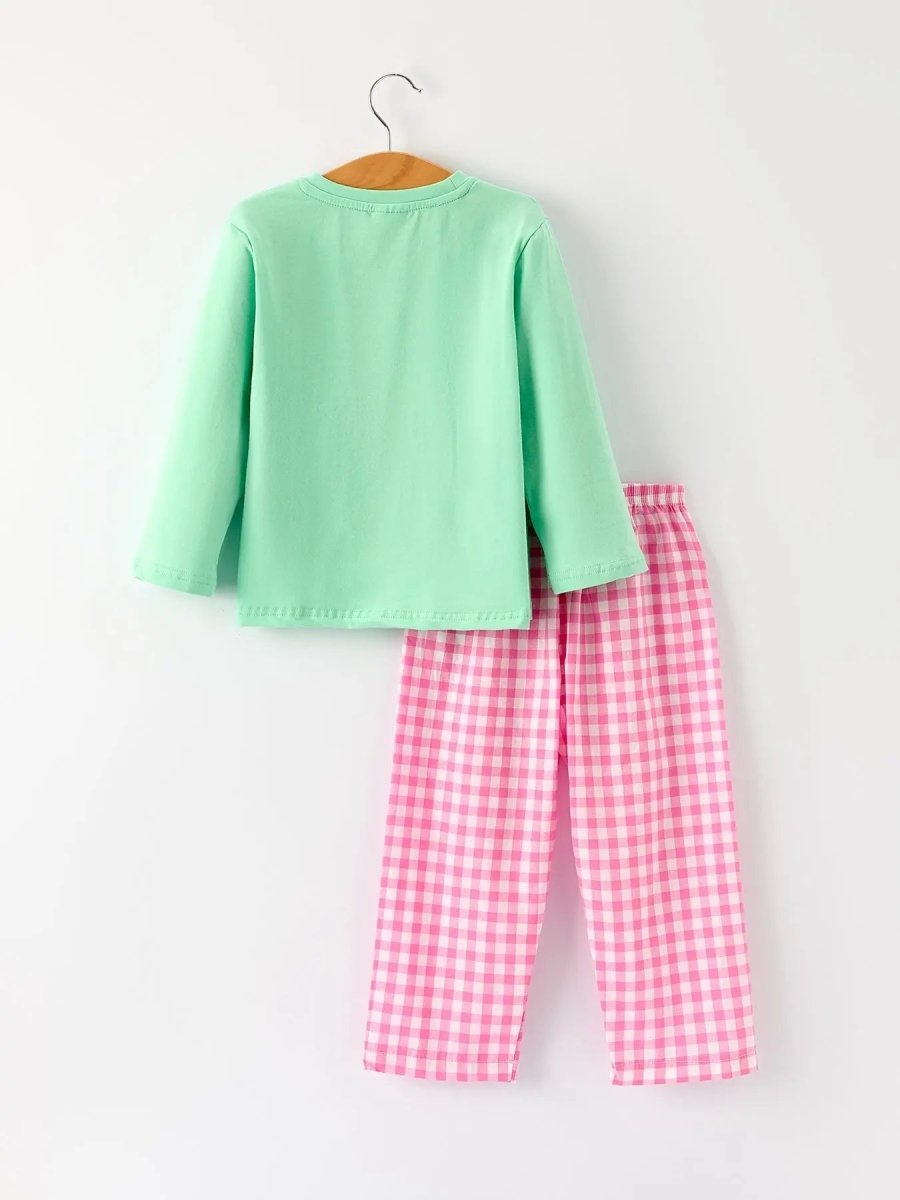 Christmas Green Santa Applique Plaid Boys Set Rylee Faith Designs Everetts Place Boutique