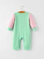 Christmas Green Santa Smock Applique Plaid Baby Boys Romper Rylee Faith Designs Everetts Place Boutique