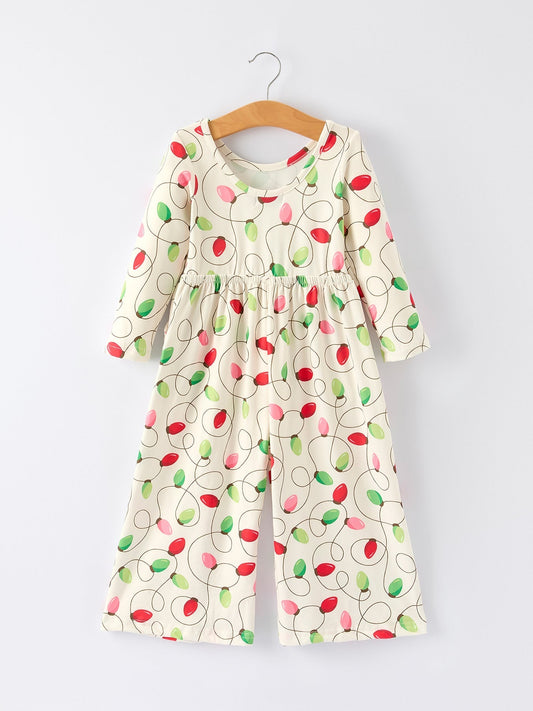 Christmas Light Bulb Print Baby Girls Jumpsuit: Cozy and Festive Rylee Faith Designs Everetts Place: Online Boutique