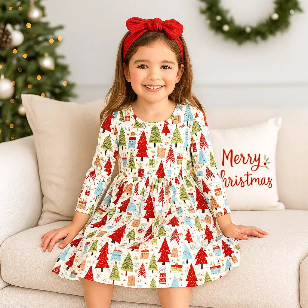 Christmas Merry Girl's Soft Bamboo Dress Tesa Babe 