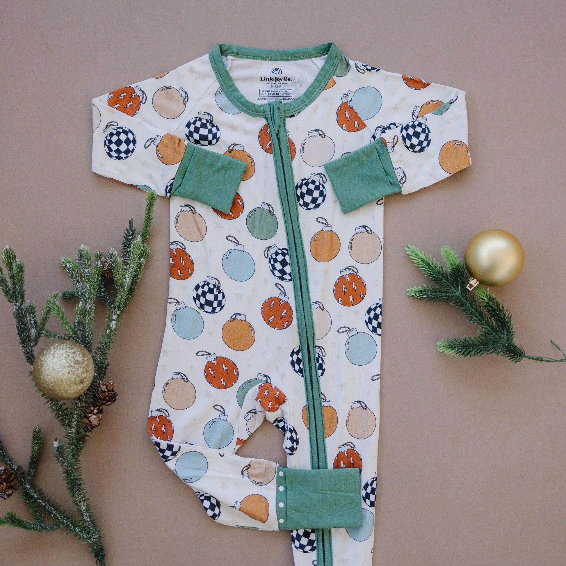 Little Joy Co. Christmas Ornament Bamboo Zippy Romper For Babies Cozy - Apparel & Accessories > Clothing > Baby & Toddler Clothing > Baby & Toddler Sleepwear