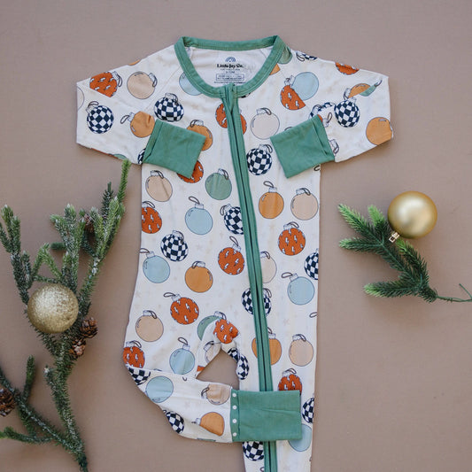 Little Joy Co. Christmas Ornament Bamboo Zippy Romper For Babies Cozy - Apparel & Accessories > Clothing > Baby & Toddler Clothing > Baby & Toddler Sleepwear