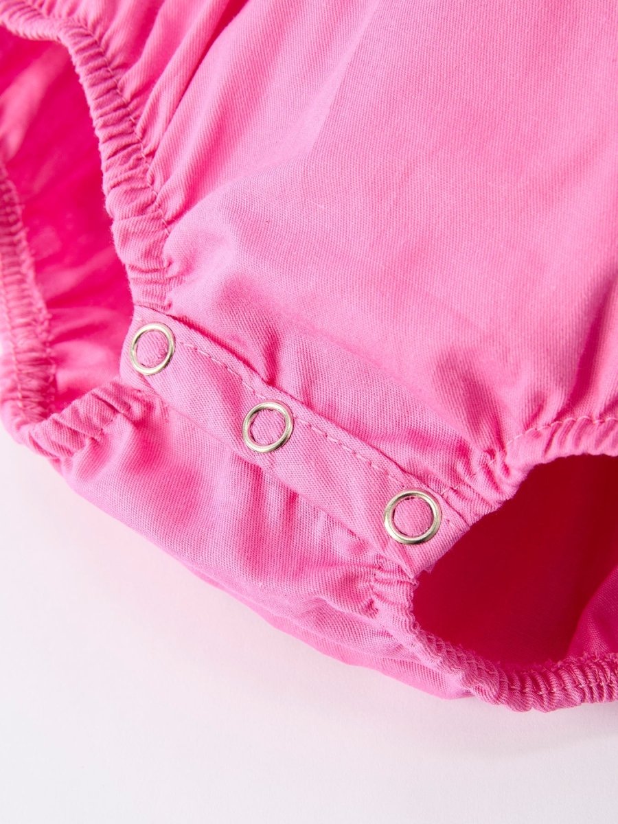Rylee Faith Designs Christmas Pink Smocked Embroidered Tree Romper Baby Girls - Everetts Place Boutique - 