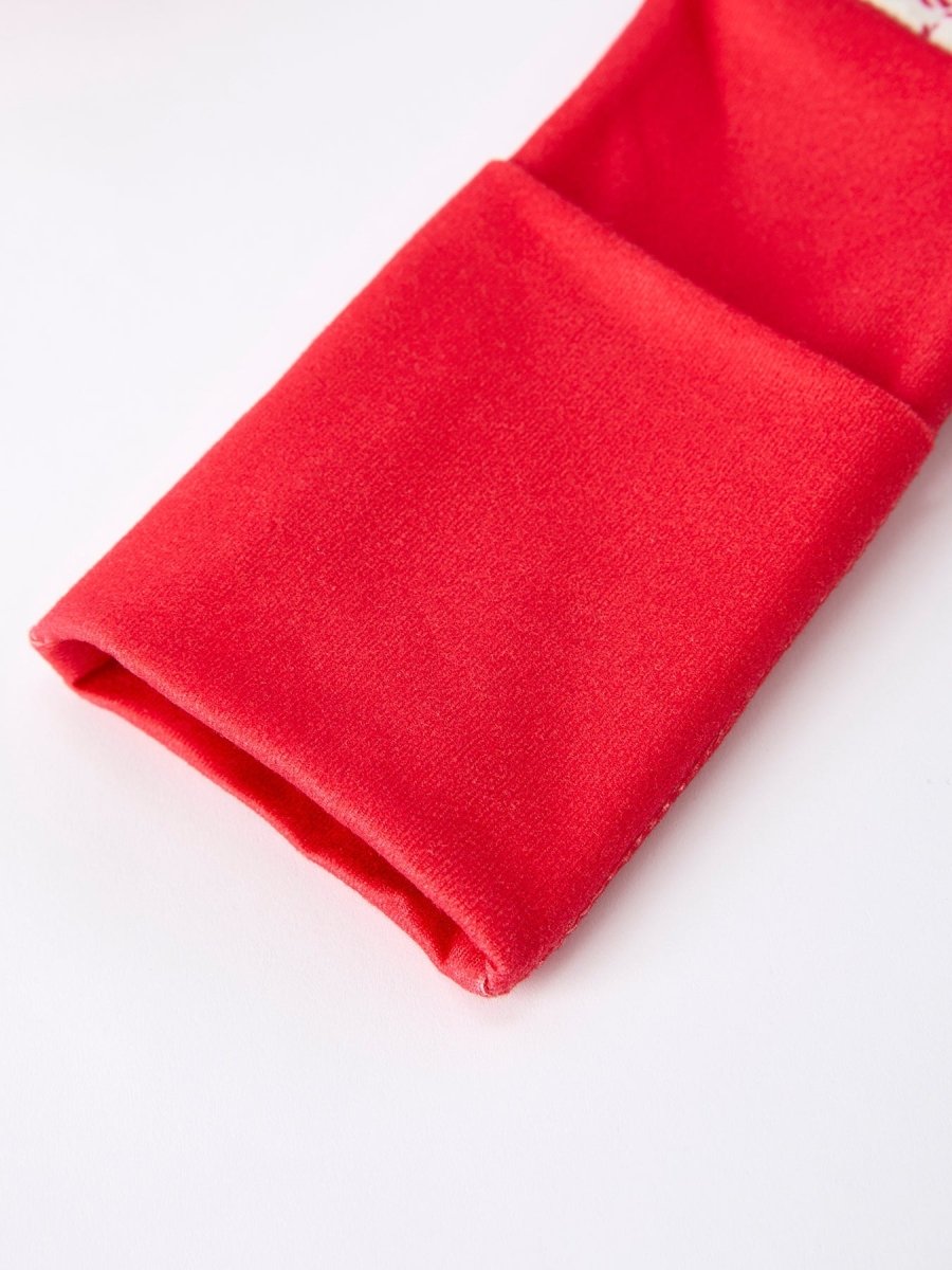 Rylee Faith Designs Christmas Plaid Baby Girls Romper Long Sleeves Red Cuffs - Everetts Place Boutique - 